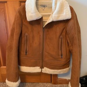 Faux suede shearling jacket